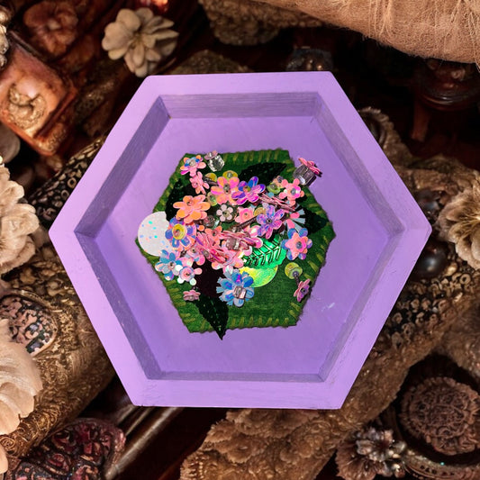 Purple flower beadwork