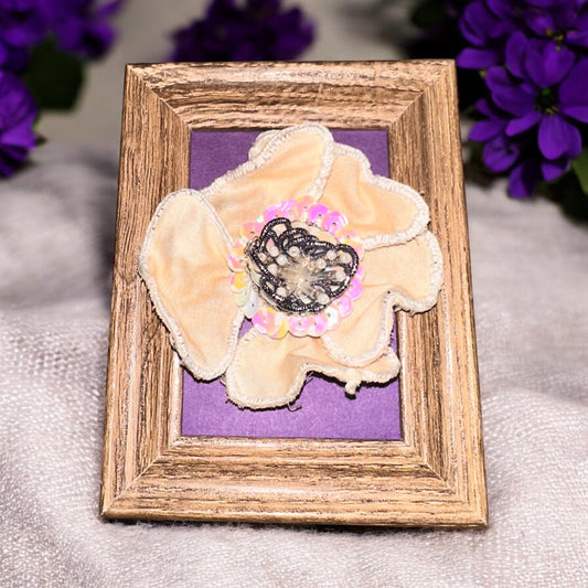 White framed stumpwork flower