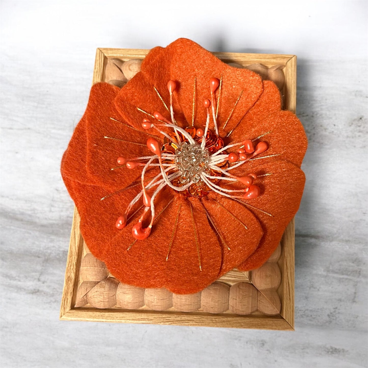 Orange flower Brown Frame