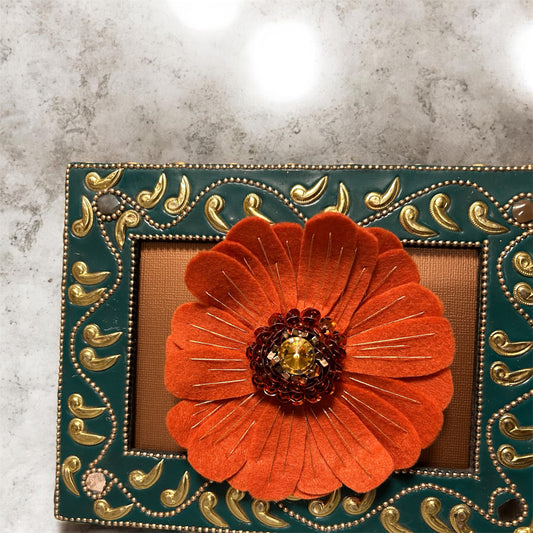 Orange flower green frame
